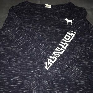 Blue Marled LS tee VS PINK